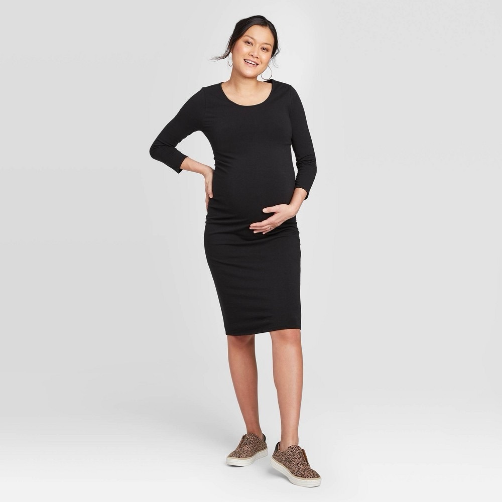 3/4 Sleeve Maternity Dress - Isabel Maternity by Ingrid & Isabel™ Black M